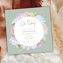 セージグリーンボホー カクスタス デザート オー ベイビー シャワー