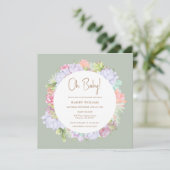 セージグリーンボホー カクスタス デザート オー ベイビー シャワー 招待状 (スタンド正面)