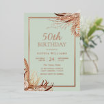セージグリーンボホ50thバースデーパーティー実在バラ金ゴールド 箔招待状<br><div class="desc">Sage Green Boho 50th Birthday Party実在バラゴールドフォイル招待状ニッチとネストストアで他の招待状を参照</div>