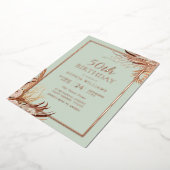 セージグリーンボホ50thバースデーパーティー実在バラ金ゴールド 箔招待状 (回転した状態)