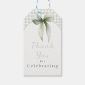 セージグリーンボーギンガムベイビーシャワー ギフトタグ (正面)