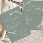 セージグリーンボーシンプルホフローラ植物学QRコード 招待状