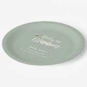 セージグリーンボーデイジーフローラベビーイン開花シャワー ペーパープレート (アングル)