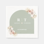 セージグリーンボーホパンパスエレガントウェディングミニマリスト スタンダードカクテルナプキン (正面)