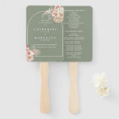 セージグリーンボーホパンパスグラスアーチ結婚式 プログラム ハンドファン (正面&裏面)