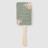 セージグリーンボーホパンパスグラスアーチ結婚式 プログラム ハンドファン (正面)