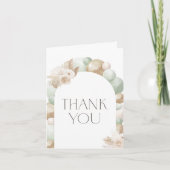 セージグリーンボーホパンパスグラスベビーシャワー サンキューカード (正面)