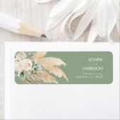 セージグリーンボーホパンパスグラス差出人住所 ラベル (インサイチュ)