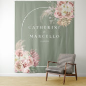 セージグリーンボーホパンパスグラス結婚フローラ タペストリー (インサイチュ)