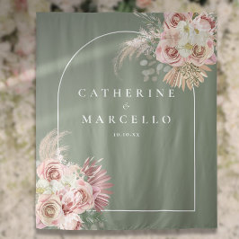 セージグリーンボーホパンパスグラス結婚フローラ タペストリー