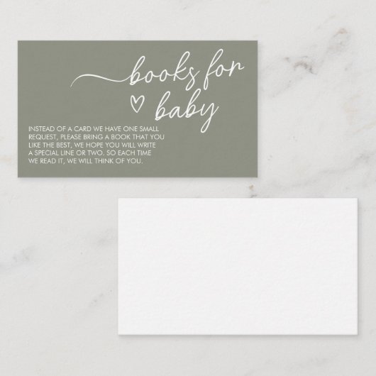 セージグリーンボーホミニマリストベビー エンクロージャーカード (正面/裏面)