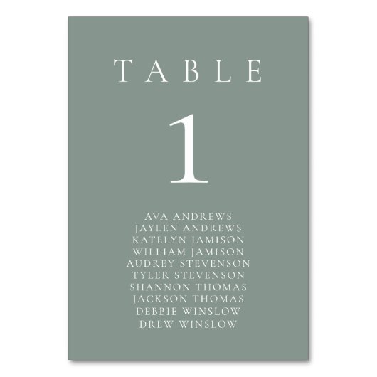 セージグリーンボーホミニマリスト座席番号 テーブルナンバー (正面)