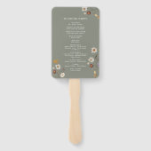 セージグリーンボーホーフラワーウェディングプログラムハンドファン ハンドファン (裏面)