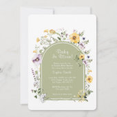 セージグリーンボー素朴ホベビーイン開花ベビーシャワー 招待状 (正面)