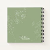 セージグリーンボー結婚ホフローラスパイラルゲストブック ノートブック (裏面)