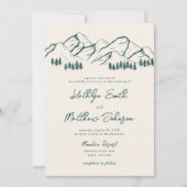 セージグリーンマウンテンパインツリーミニマリスト結婚ズ 招待状 (正面)