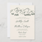 セージグリーンマウンテンパインツリーミニマリスト結婚ズ 招待状 (正面)