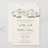 セージグリーンマウンテンパインツリーリハーサルディナー 招待状 (正面)
