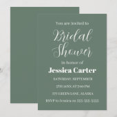 セージグリーンミニマエレガントリストブライダルシャワー 招待状 (正面/裏面)