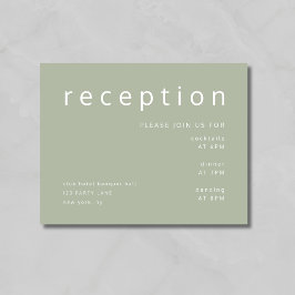 セージグリーンミニマリストウェディングレセプション エンクロージャーカード