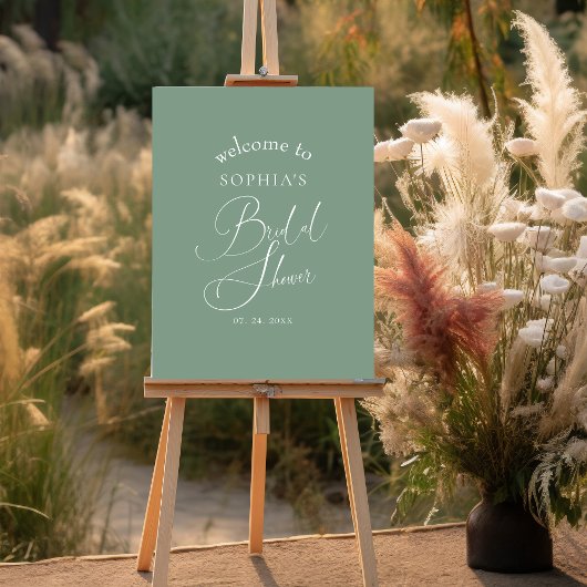 セージグリーンミニマリストエレガントブライダルシャワー ポスター