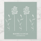 セージグリーンミニマリストカーリーフローラ ワインラベル (シングルラベル)