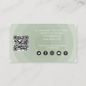 セージグリーンミニマリストサークルグラデーションQRコード 名刺 (裏面)