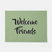 セージグリーンミニマリストタイポグラフィウェルカムフレンズ ドアマット (正面)