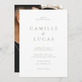 セージグリーンミニマリストフォト結婚式招待状 招待状 (正面/裏面)