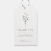 セージグリーンミニマリストフローラ結婚ブーケ ギフトタグ (裏面)