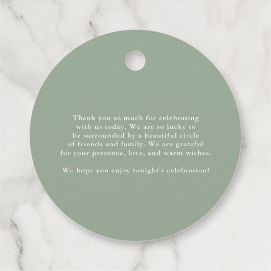 セージグリーンミニマリストブーケ結婚の感謝 フェイバータグ (裏面)