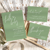 セージグリーンミニマリストベビーシャワー招待状 招待状