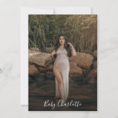 セージグリーンミニマリストボホベイビーシャワー 招待状 (裏面)