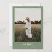 セージグリーンミニマリストモダンボヘミアベイビーシャワー 招待状 (裏面)