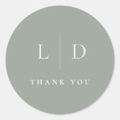 セージグリーンミニマリストモノグラム結婚式の引き出物 ラウンドシール (正面)