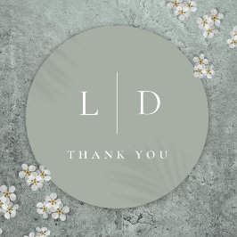 セージグリーンミニマリストモノグラム結婚式の引き出物 ラウンドシール
