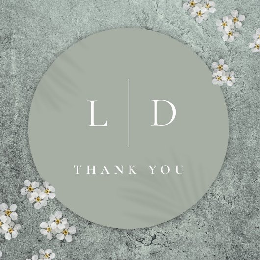 セージグリーンミニマリストモノグラム結婚式の引き出物 ラウンドシール