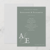 セージグリーンミニマリストモノグラム結婚式 プログラム (正面/裏面)