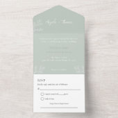 セージグリーンミニマリスト結婚式招待状 オールインワン招待状 (内側)