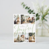 セージグリーンミニマリスト4枚の写真と楽しいクリスマス シーズンカード (スタンド正面)