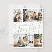 セージグリーンミニマリスト4枚の写真と楽しいクリスマス シーズンカード (正面)