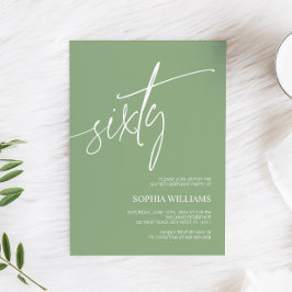セージグリーンミニマリスト60誕生日招待状 招待状