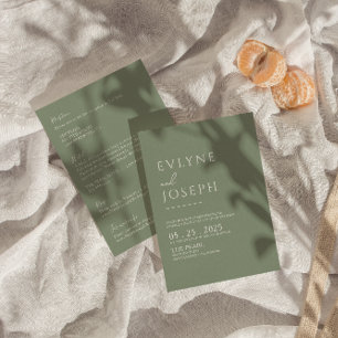 セージグリーンミニマリストBoho All In One 結婚's 招待状