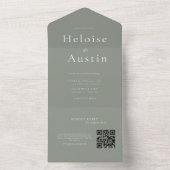 セージグリーンミニマリストQRコードすべての1つの招待 オールインワン招待状 (内側)