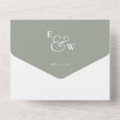 セージグリーンミニマルエレガントリストモノグラ結婚ム オールインワン招待状 (裏面)