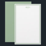 セージグリーンミニマルシンプルリストのモノグラム縁ど2 便箋<br><div class="desc">シンプルサージグリーンシンプルミニマリスト縁どモノグラムボス、コンサルタント、プロフェッショナルまたはビジネスマンに最適な2つの文房具。</div>