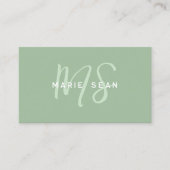 セージグリーンミニマルシンプルリストIIモノグラム 名刺 (正面)