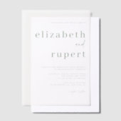 セージグリーンミニマルタイポグラフィ結婚ズ ベラム紙招待状 (オフセット)