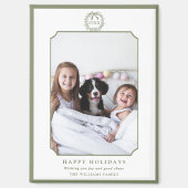 セージグリーンミニマルハッピーホリデーズフォト マグネット (正面)