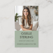 セージグリーンミニマルプロフェッショナル写モダン真 名刺 (正面)